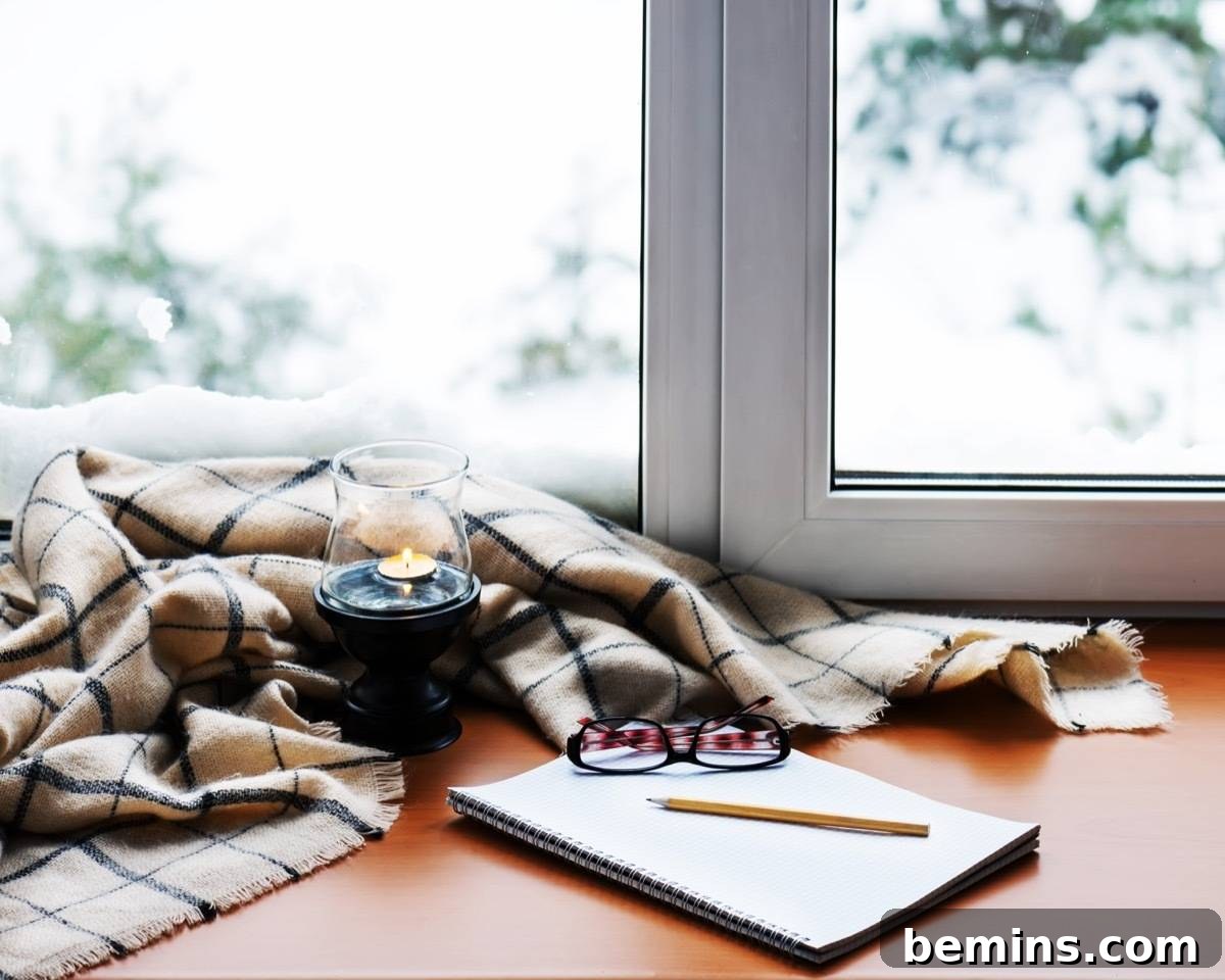 Journaling setup with candle and glasses