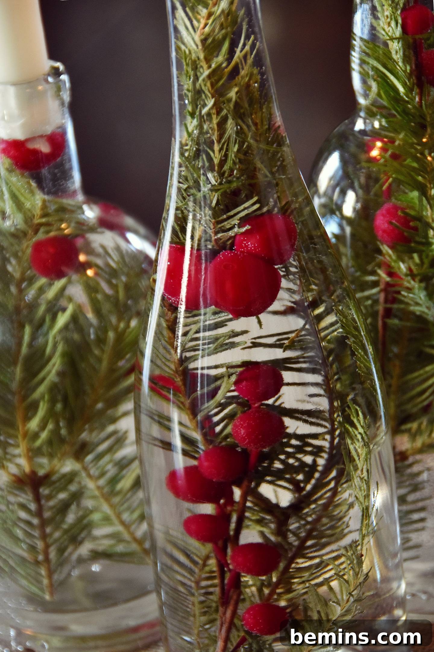 Finished glass bottle centerpiece