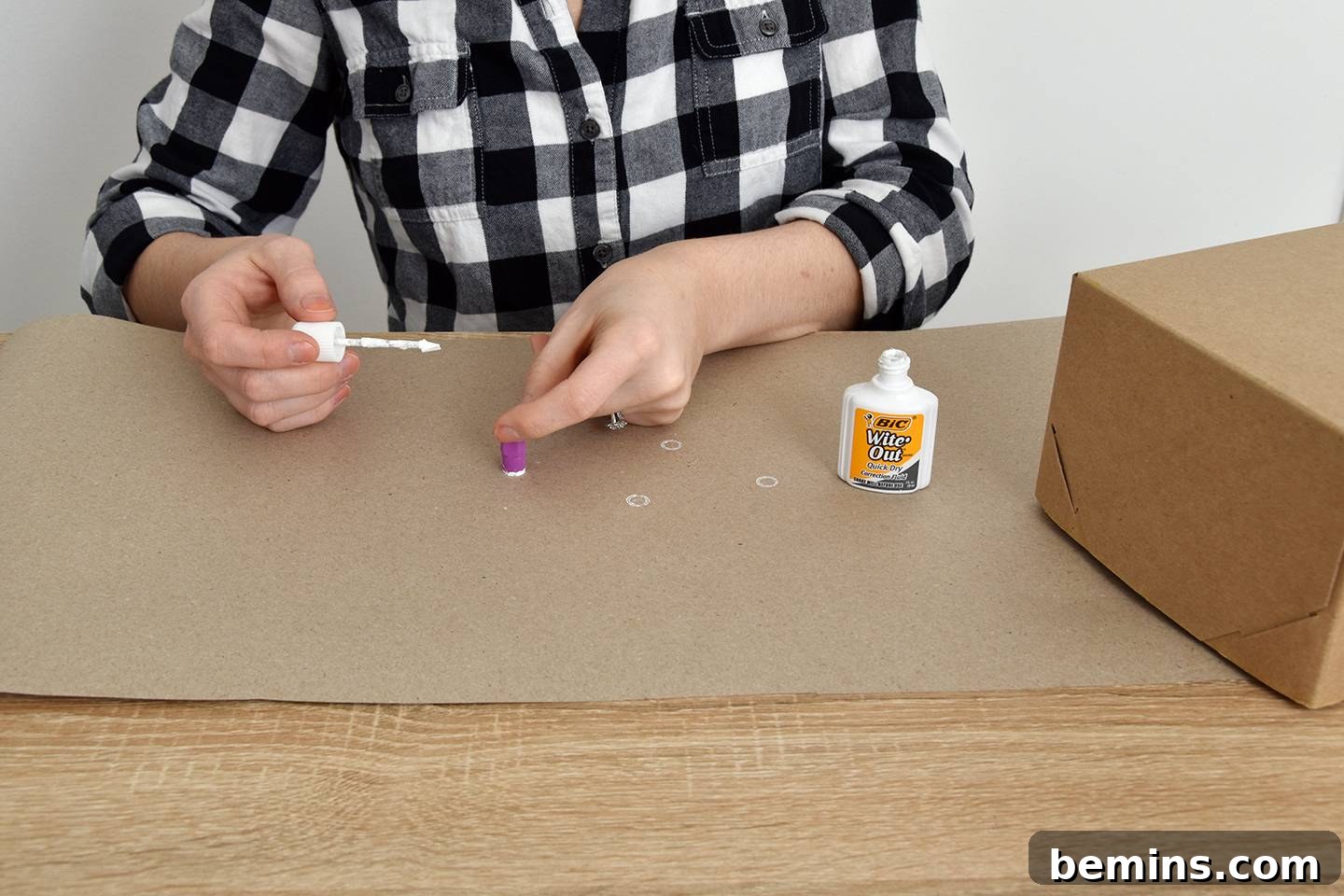 DIY Polka Dot Gift Wrap with Wite-Out and Cap Eraser