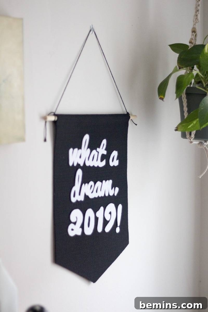 Crafting Your Vision: A DIY Inspiration Banner for the New Year 12 DIY Felt Banner in Festive Setting