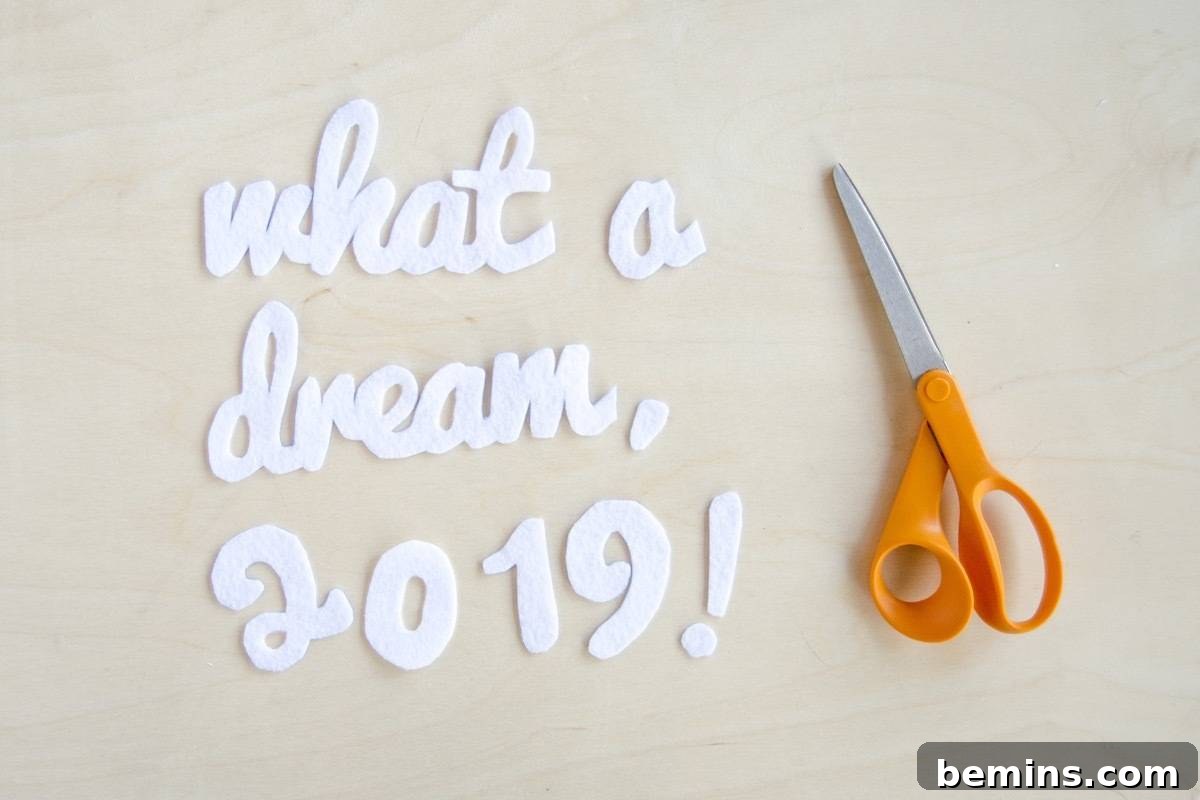 Crafting Your Vision: A DIY Inspiration Banner for the New Year 6 Finished Cut Out Felt Shapes