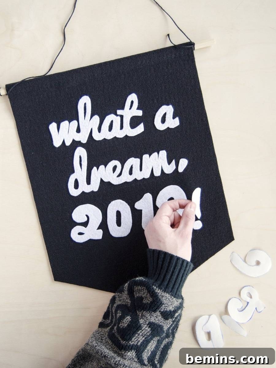 Crafting Your Vision: A DIY Inspiration Banner for the New Year 9 Attach Lettering to Banner
