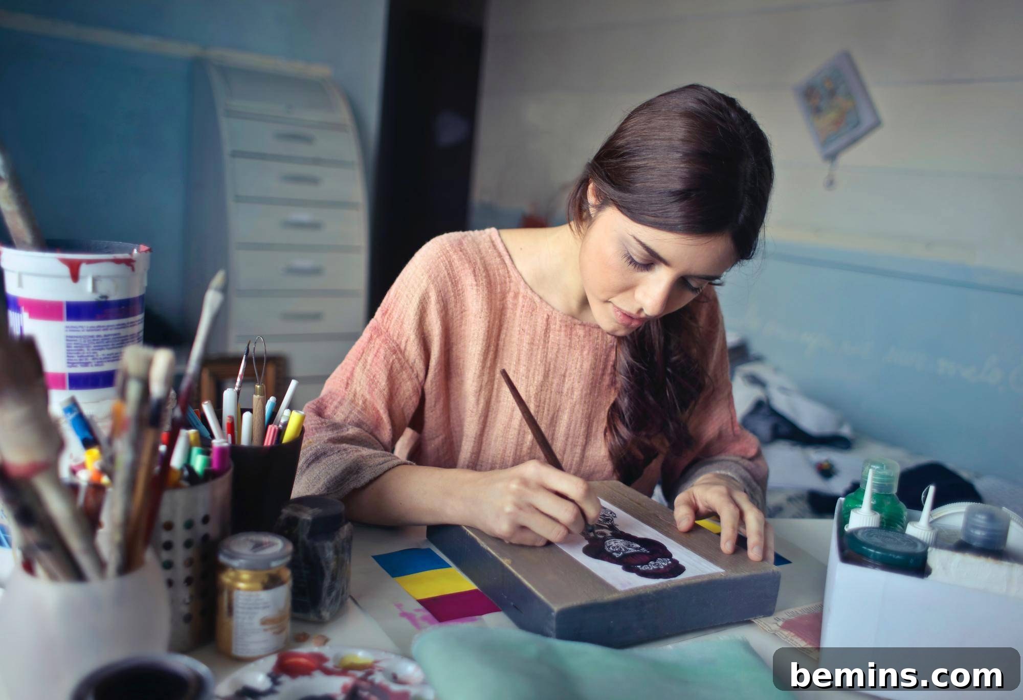 Woman painting, symbolizing creative expression