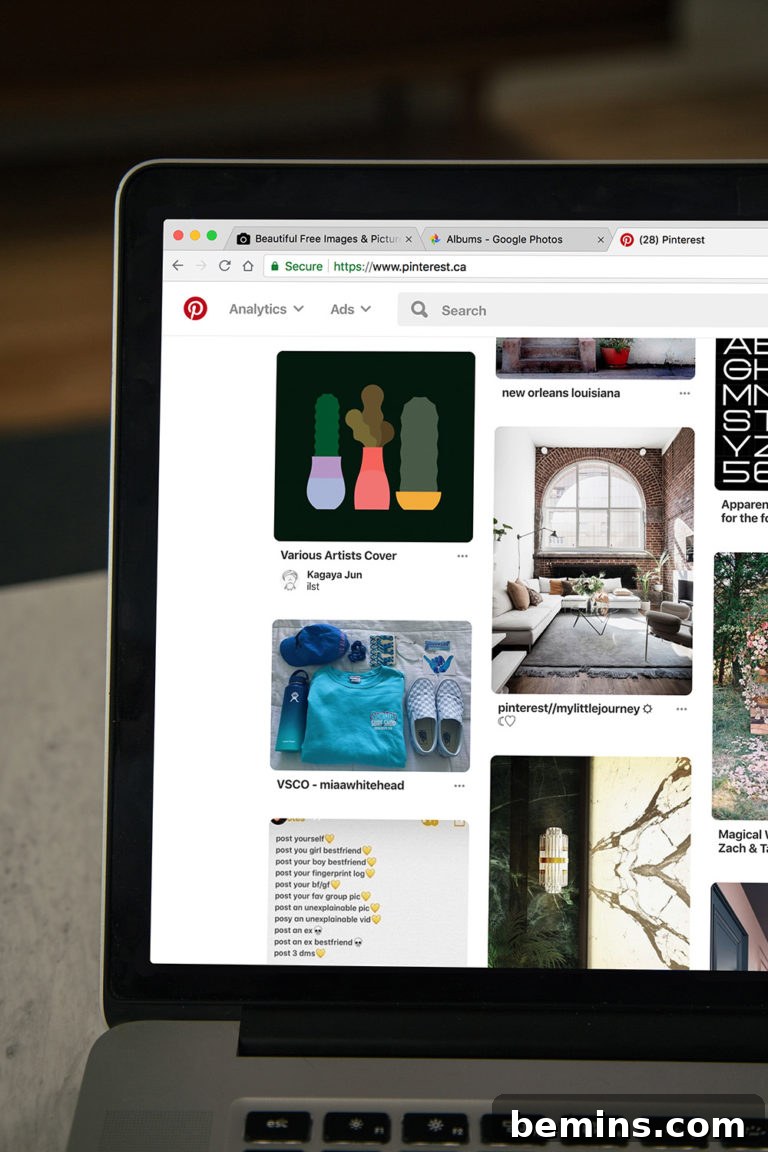 Pinterest screen, symbolizing idea gathering