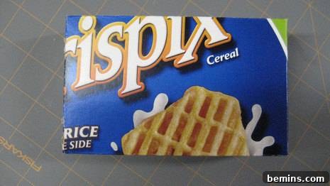 Image showcasing the finished DIY gift box made from a cereal box, ready to be used for gift-giving.
