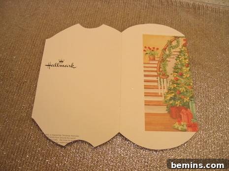 The greeting card template cut out and placed on a vinyl surface.