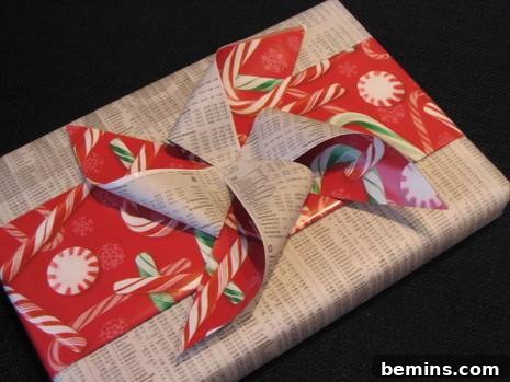 A gift package adorned with a pinwheel bow.
