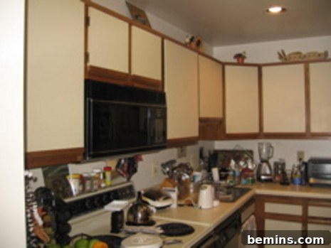 Kitchen Cupboards painted Yellow and Brown