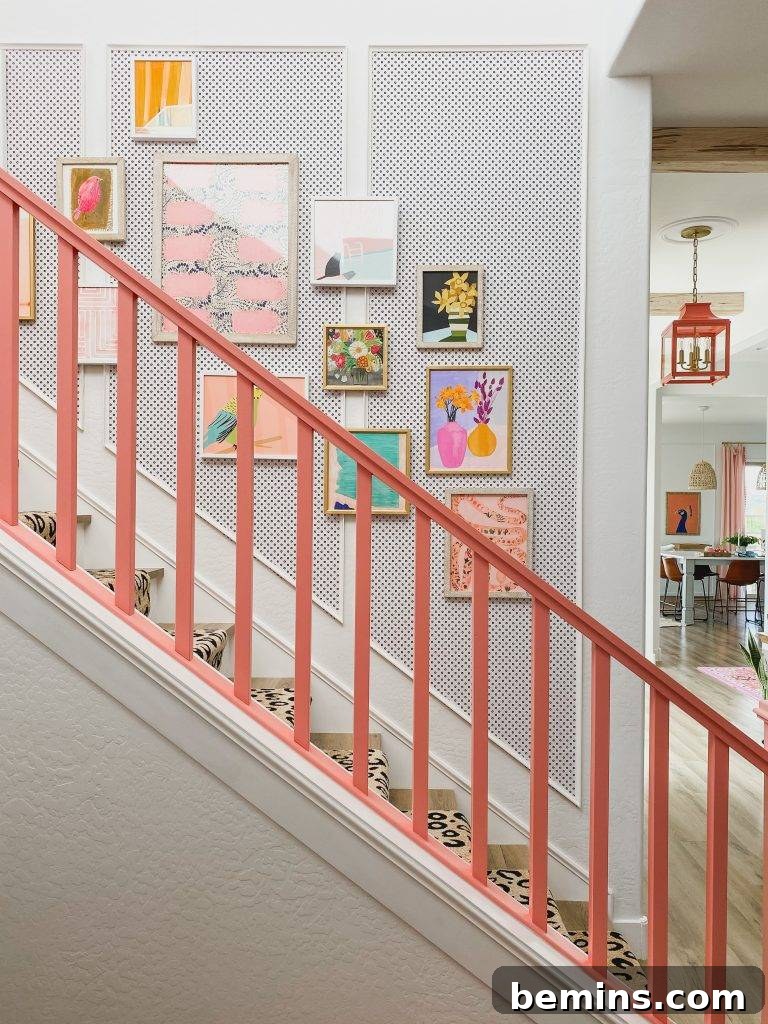 accent wall with gallery and wallpaper