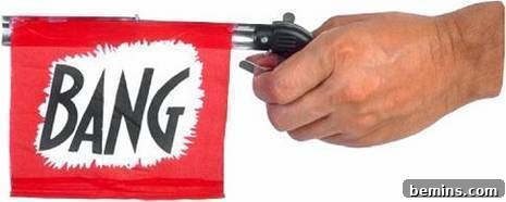 How to Craft a Killer DIY Tutorial 8 Cartoon gun shooting the word 'Bang,' representing a successful project completion.
