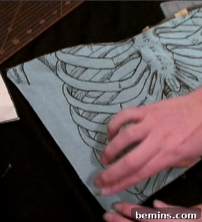 A human ribcage was drawn and shaded by some one.