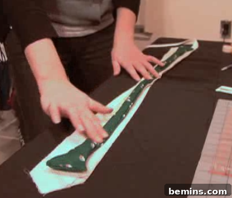 Pinning the bow tie to the inner facing