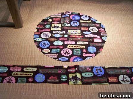 Cutting the band fabric for the bar stool
