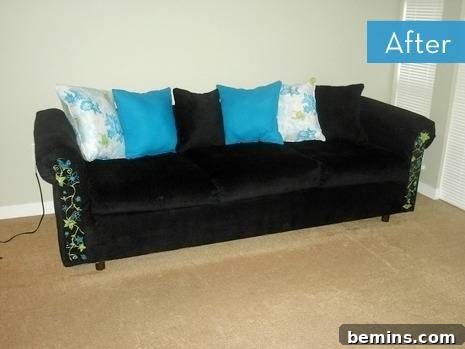 Finished reupholstered couch