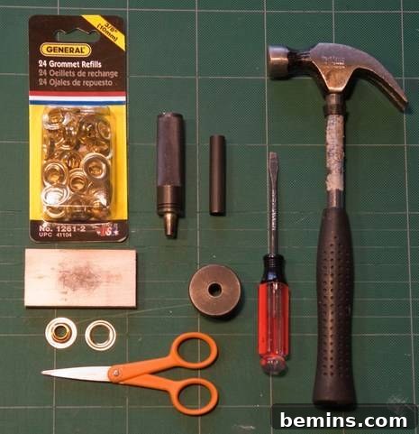 Supplies needed for grommet installation