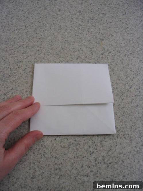 The top half of the paper is being folded down to cover the CD.
