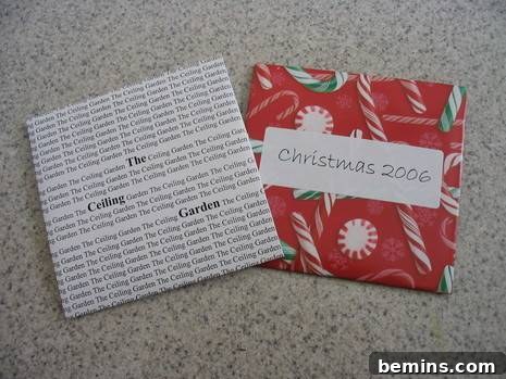 Christmas gifts, inspiring the idea of using folded paper CD cases for holiday photos or music.