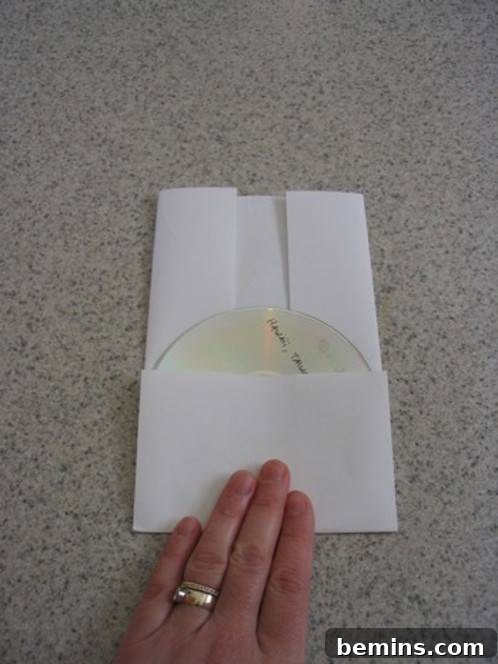 The bottom of the paper is folded upwards, creating the base of the case.
