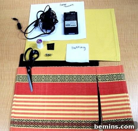 Materials needed for the laptop cover project