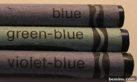 Color Palette of the Heart 7 An arrangement of crayons featuring different shades of blue, demonstrating an analogous color relationship.