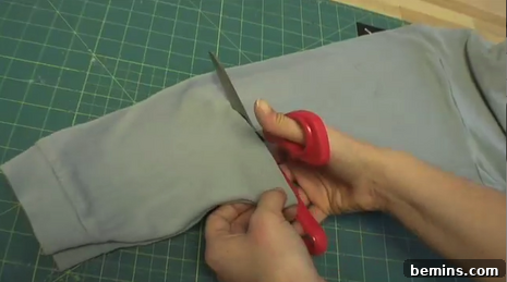 Cut into three-quarter sleeves