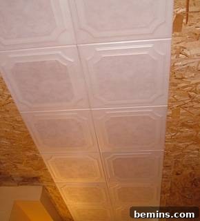 Installing polystyrene ceiling tiles