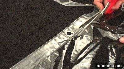 DIY Rain Gear: Transforming a Shower Curtain into a Poncho 6 Removing seams from shower curtain