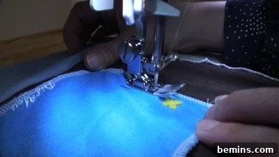 " Sewing  picnic blankets using unused T shirts "