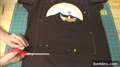 Cutting up a T-shirt for a DIY project. Upcycling Old T-Shirts.