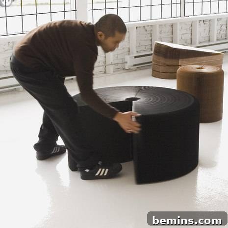 A person moving a lightweight paper table