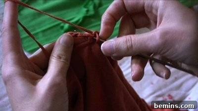 Red Cloth Sewed By Hand with Needles