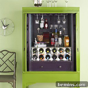 Nine Brilliant Bookcase Transformations 13 Armoire Transformed into Drinks Cabinet - After