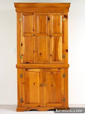 Nine Brilliant Bookcase Transformations 16 Knotty Pine Cabinet - Before