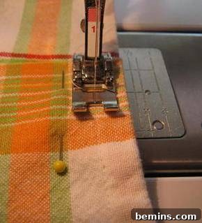 Sewing the Top Edge of Napkin