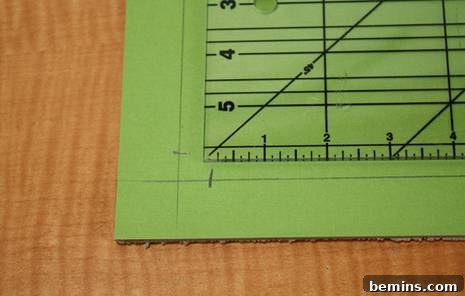 Marking corner points on cardboard for pillow form