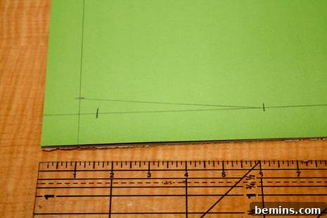 Connecting the marks on cardboard for pillow form