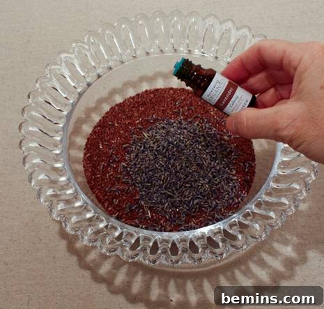 Flaxseed, dried lavender, and lavender essential oil