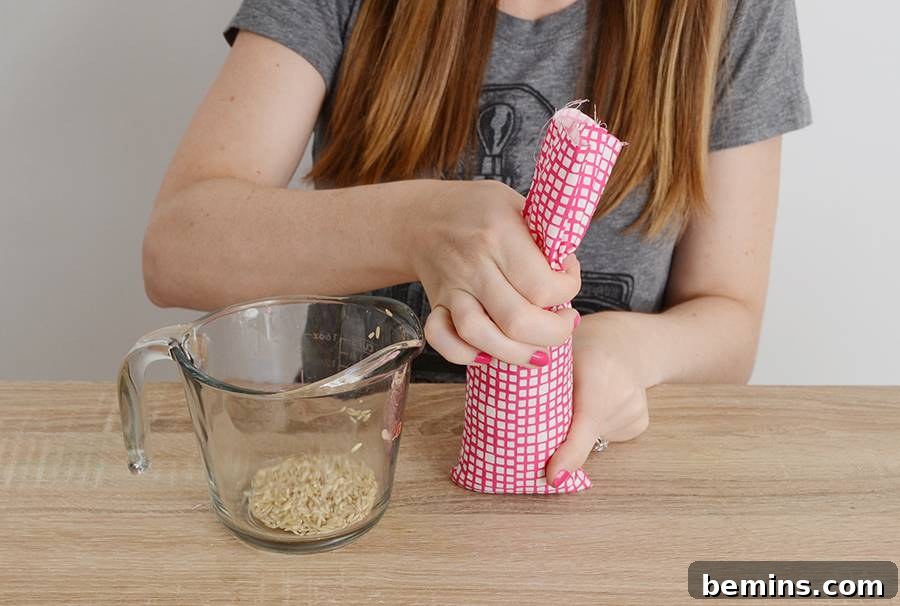DIY Aromatherapy Eye Pillow | Step 4 - Filling the Eye Pillow
