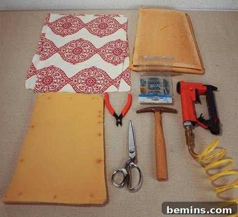 Materials and tools for chair reupholstery