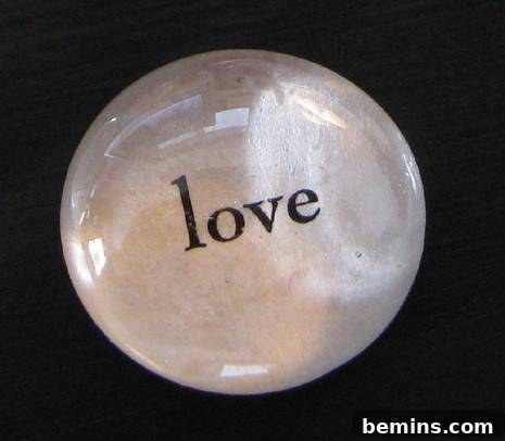 Inspirational stones displayed on a table