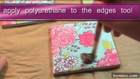 Applying Polyurethane to Tile Coaster