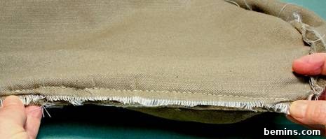 Repaired seam viewed from the right side