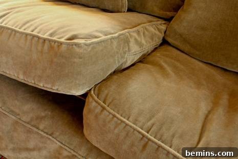 Finished repair of the slipcover seam