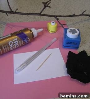 Craft Supplies for Paper Cherry Blossoms