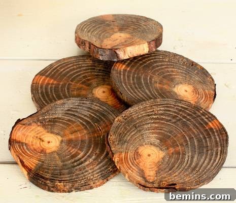 Rustic Branch Coasters 8 Applying a protective waterproof finish to a wood coaster