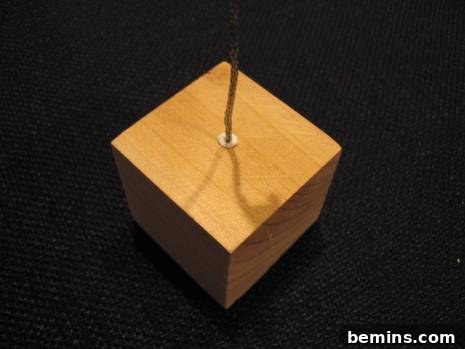 A wooden block with wire inserted