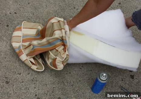 Inserting Cushion Form into Cover