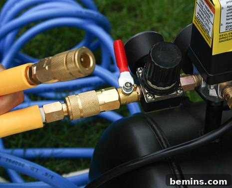 Setting Up Your Air Compressor for Optimal Tool Performance 12 Attaching Female Coupler Plug to Pneumatic Tool
