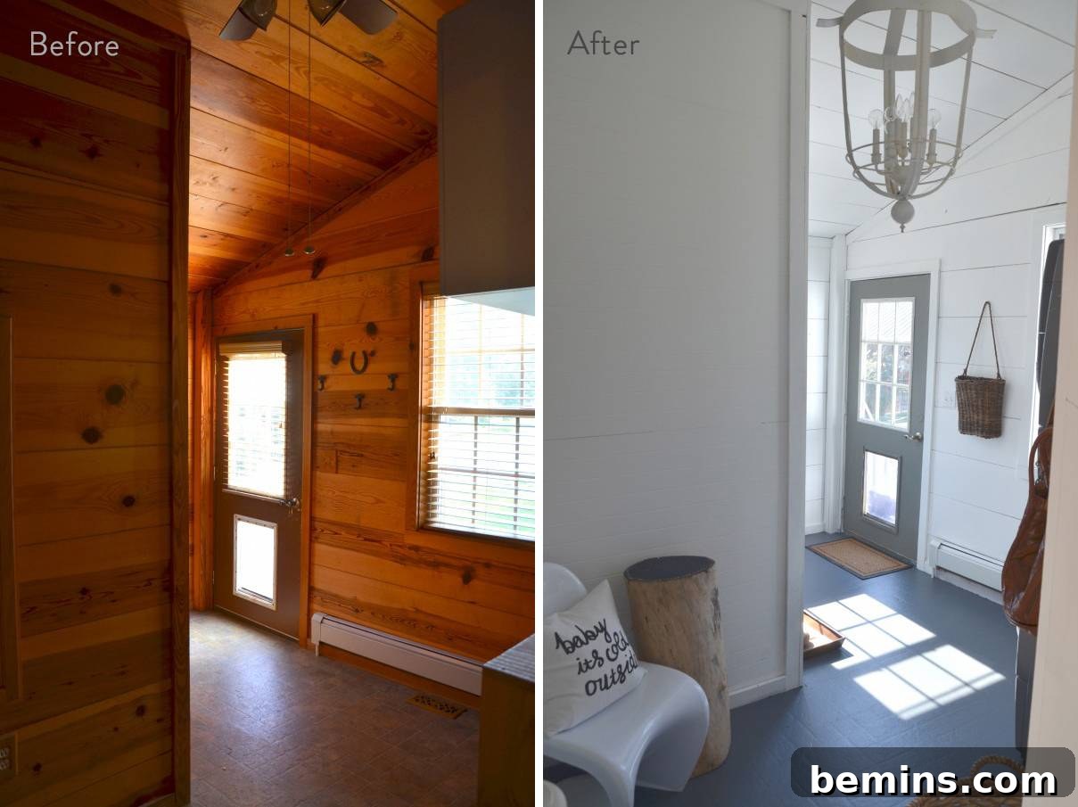 Another incredible before and after example of a floor tile paint job, showcasing the transformative power of paint.