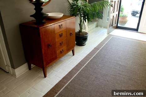 Painted tile floor - testimonial before photo